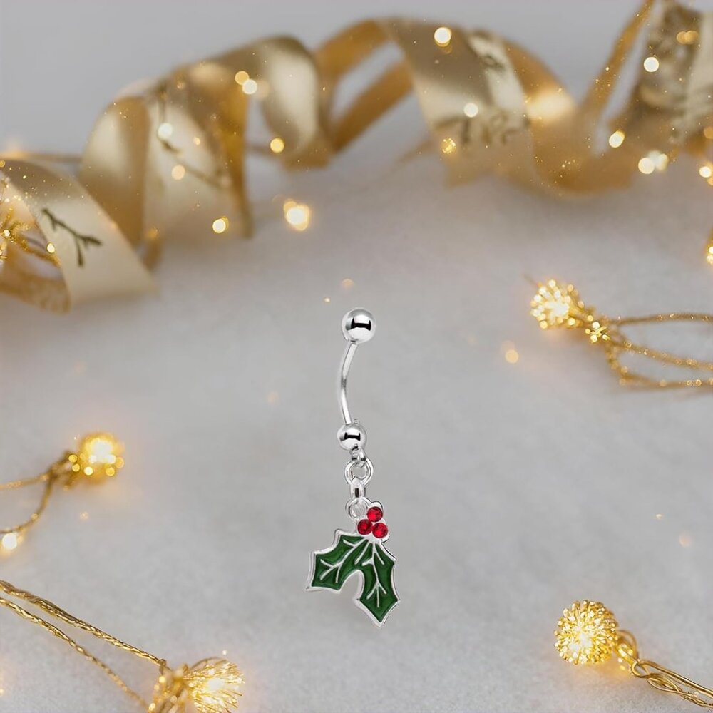 Dazzling Mistletoe Dangle Belly Button Ring - Cry… - image 2